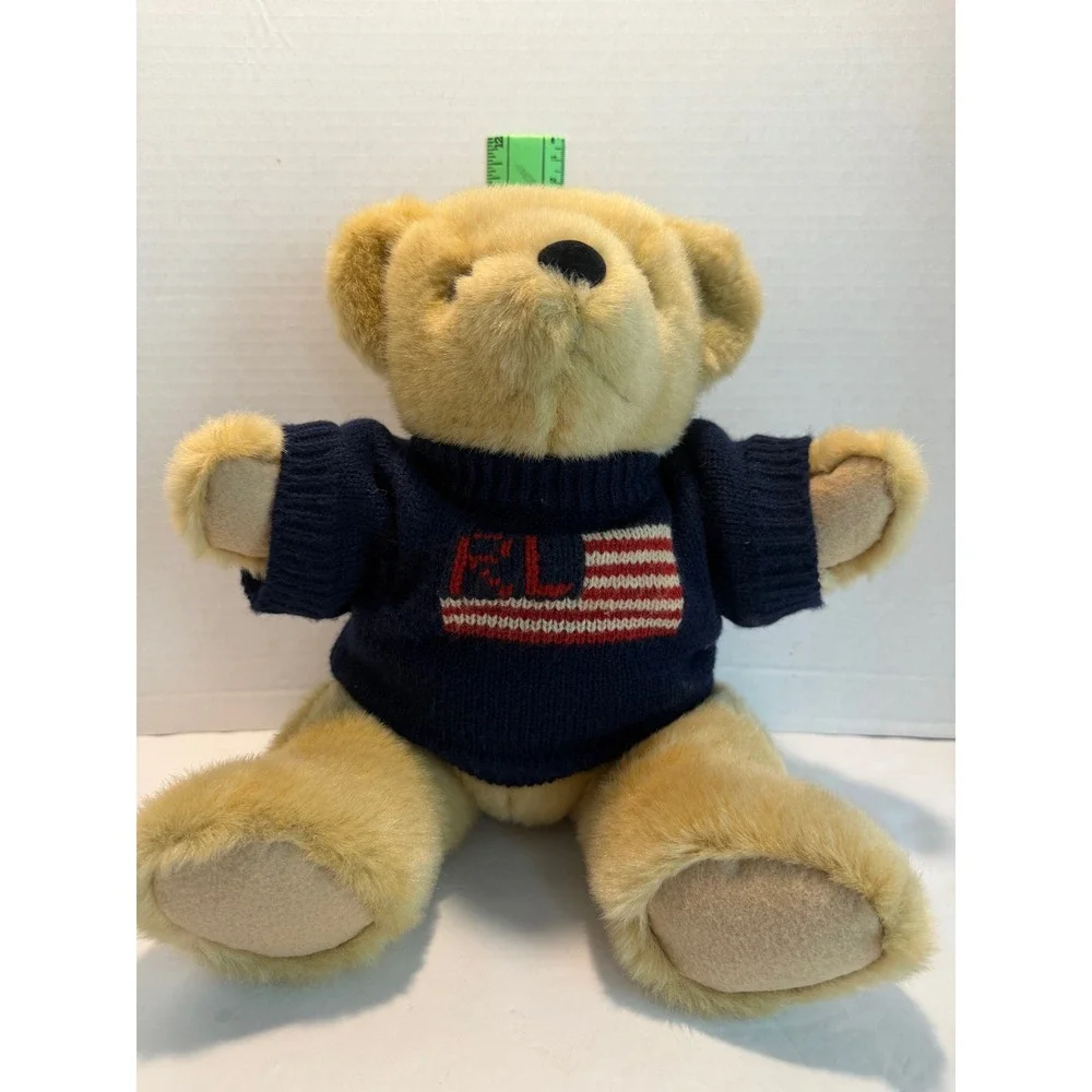Vintage 1996 Ralph Lauren Jointed Teddy Bear Plush American Flag Sweater